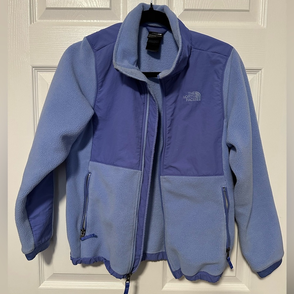 The North Face Girls Two-Tone Blue Fleece Jacket Girls Size Large 14/16